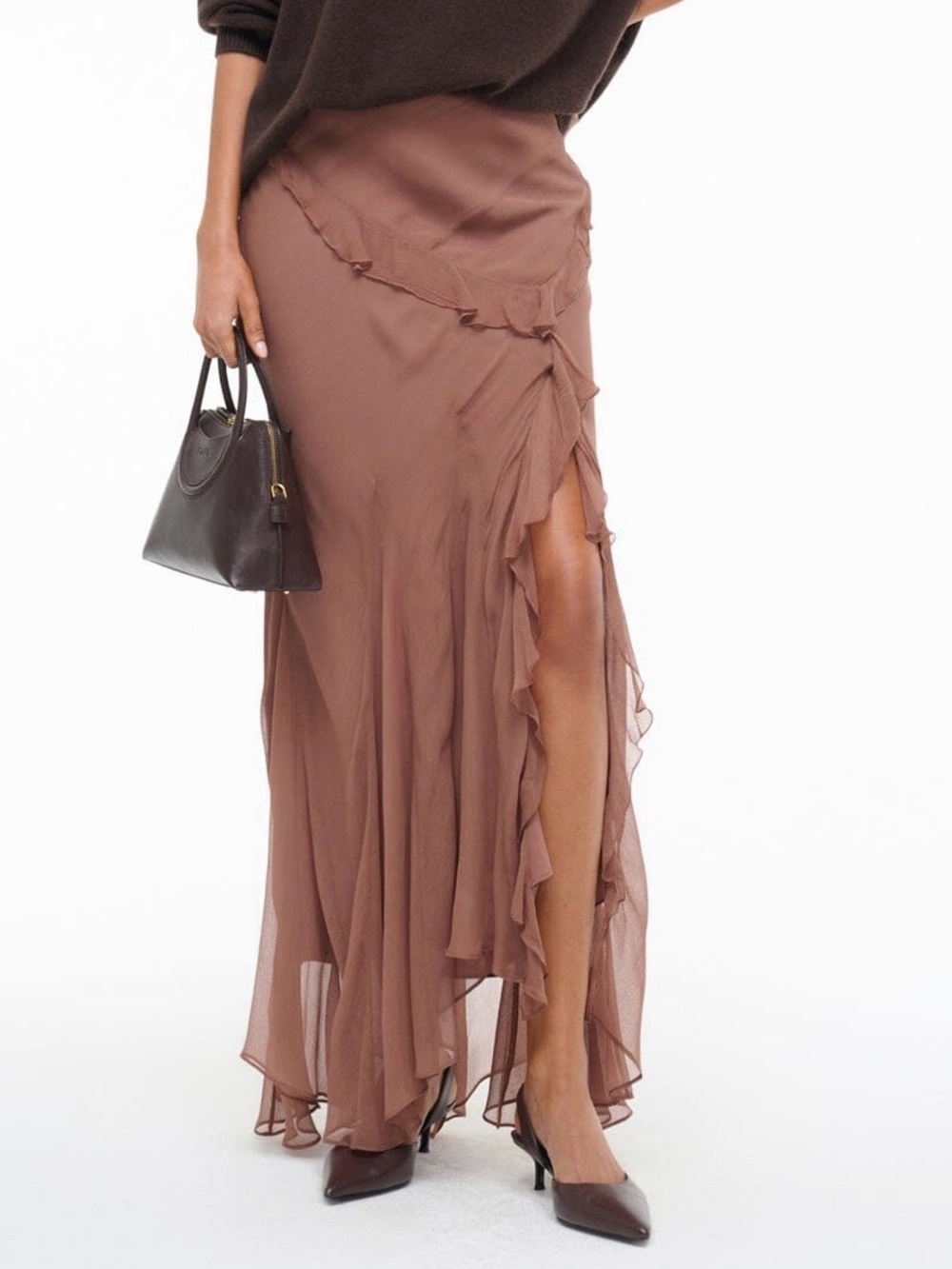 Staud Diana Flowy Asymmetrical Ruffle Viscose Maxi Skirt - Picture 3 of 7